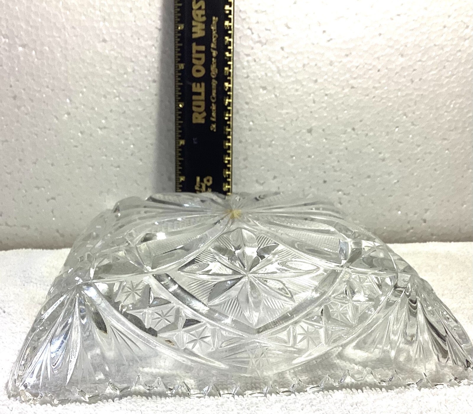 Violetta Thick Hand Cut Glass Square Dish 8”
