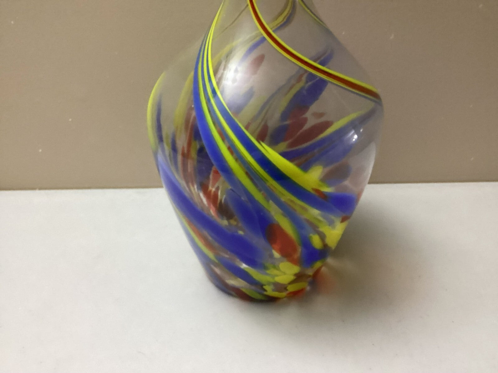 Vintage Large Murano Handmade Art Glass Tall Vase 16.5”