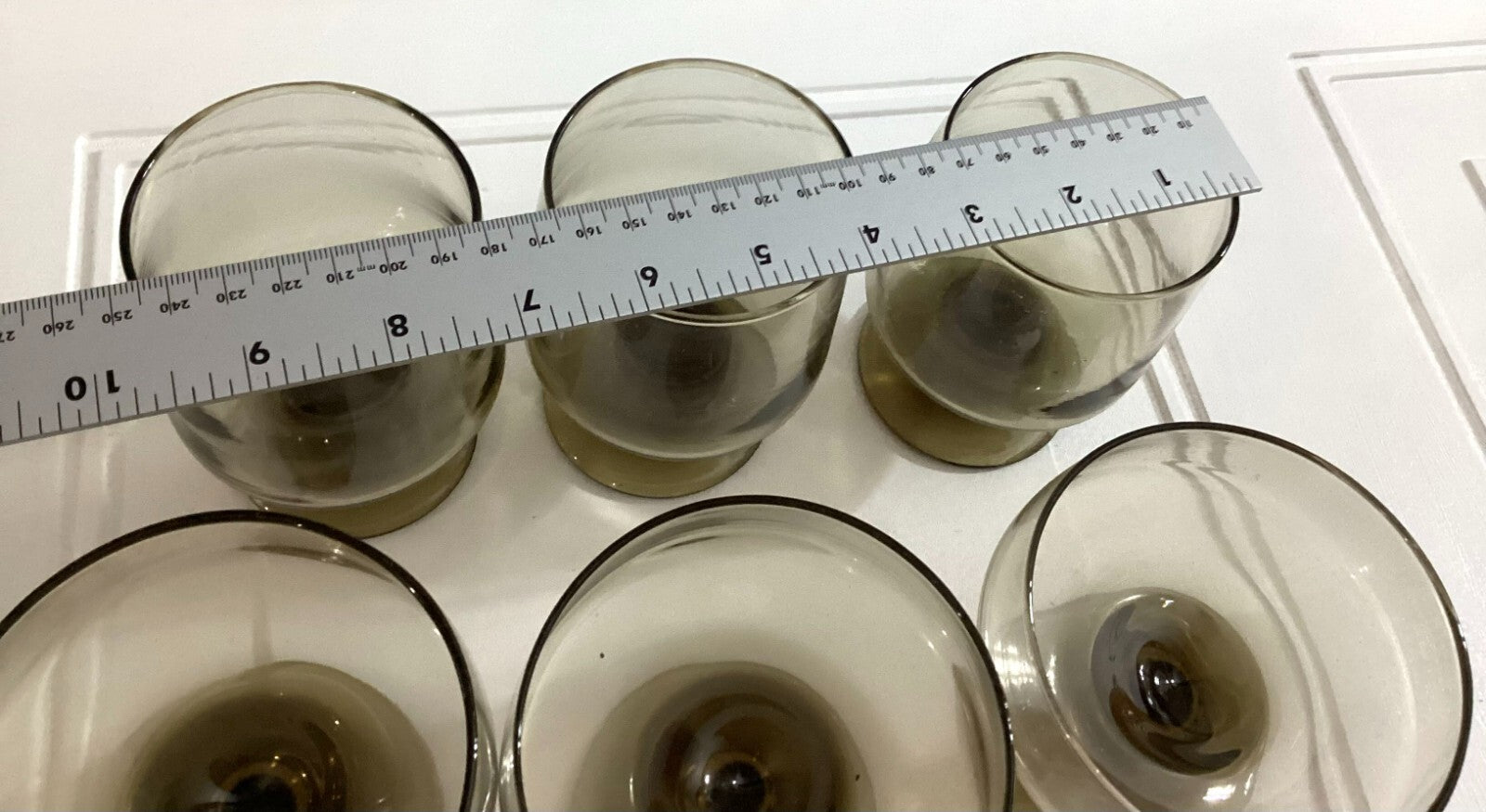 Lot Of 6 Libbey Glasses Thawny Accent On The Rocks And Sherbet Dessert Glass