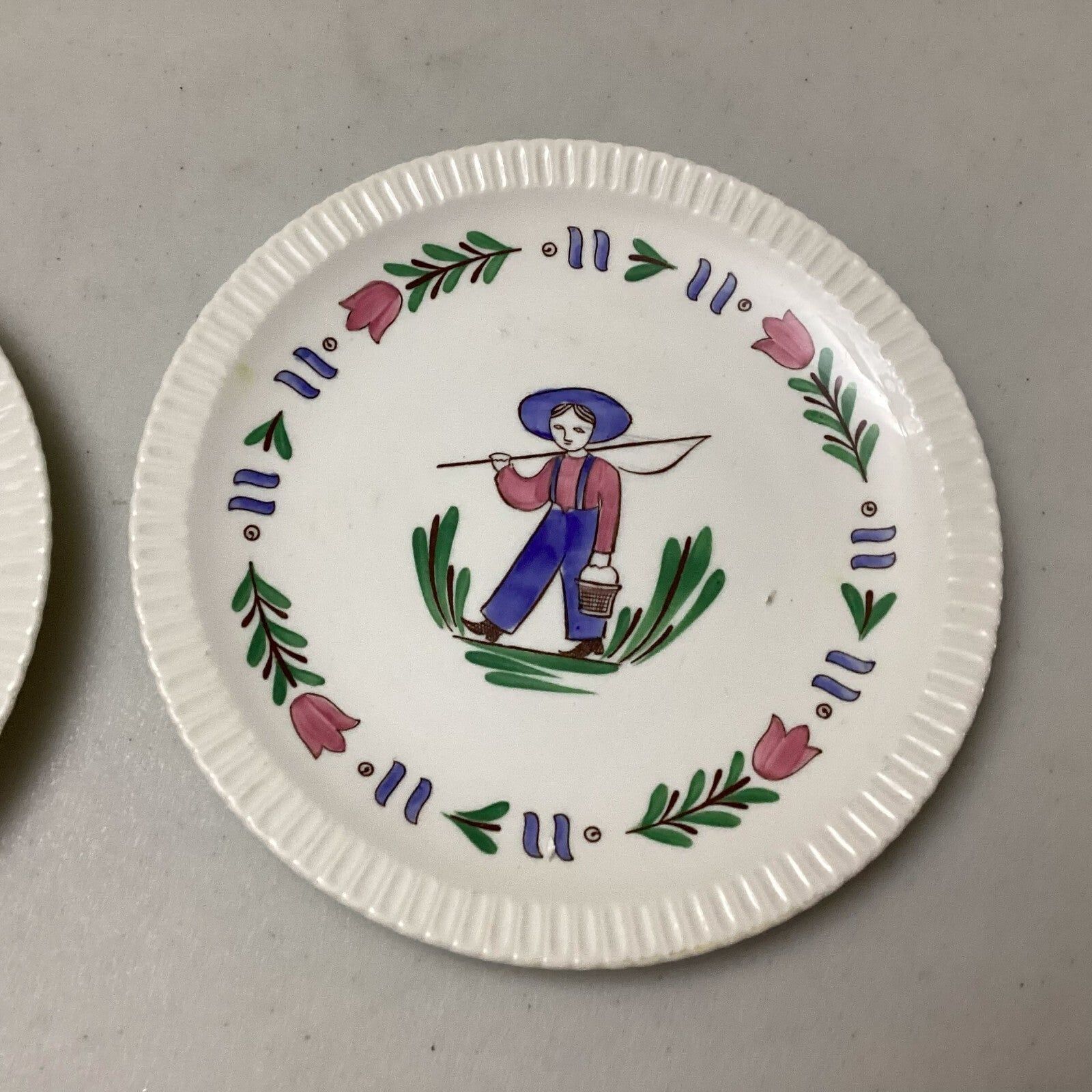 2 Pieces Lancaster Syracuse China Hand Painted Plates 8”