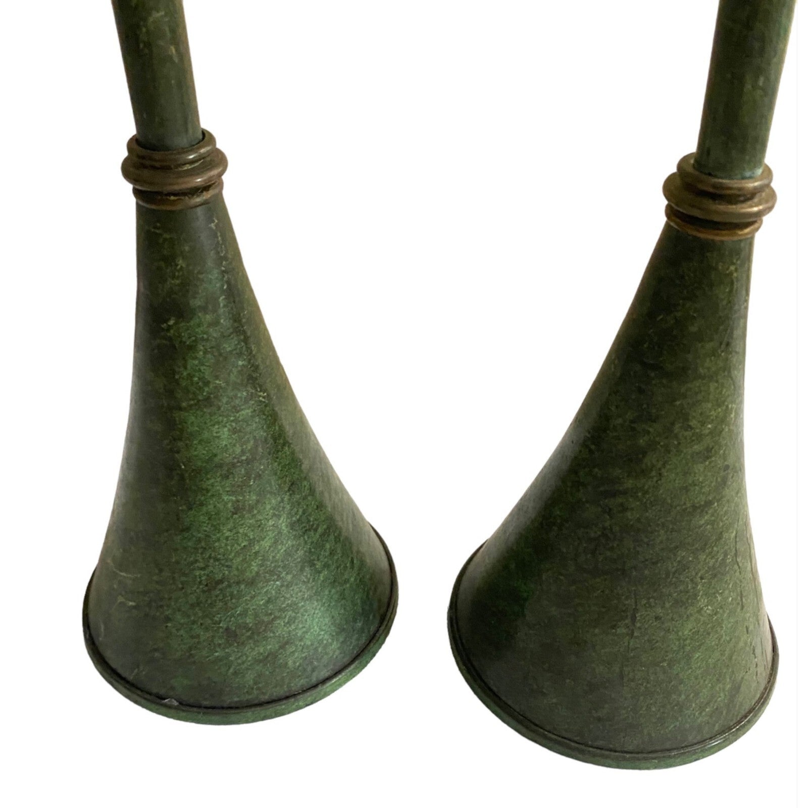 Mid Century Set of 2 Brass Candle Holders