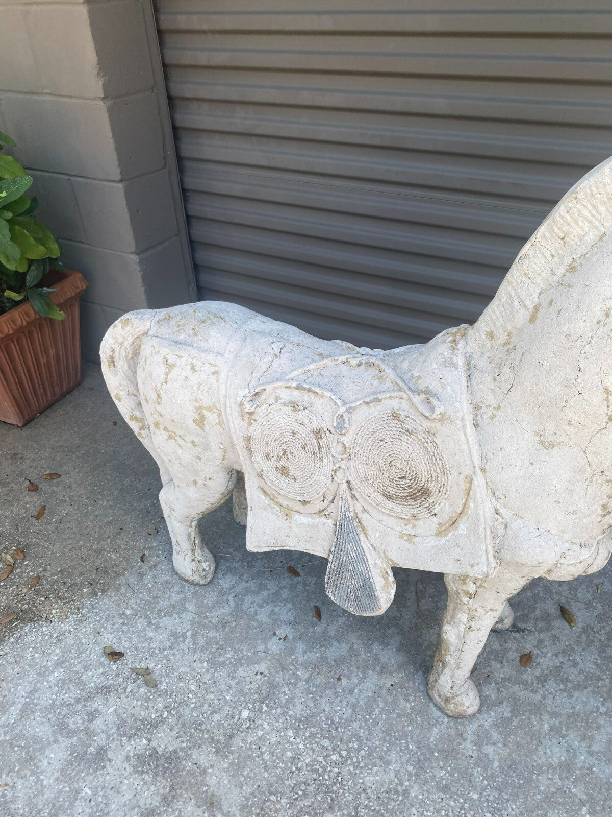 Large White Stylized Plaster Tang Horse Decor Display