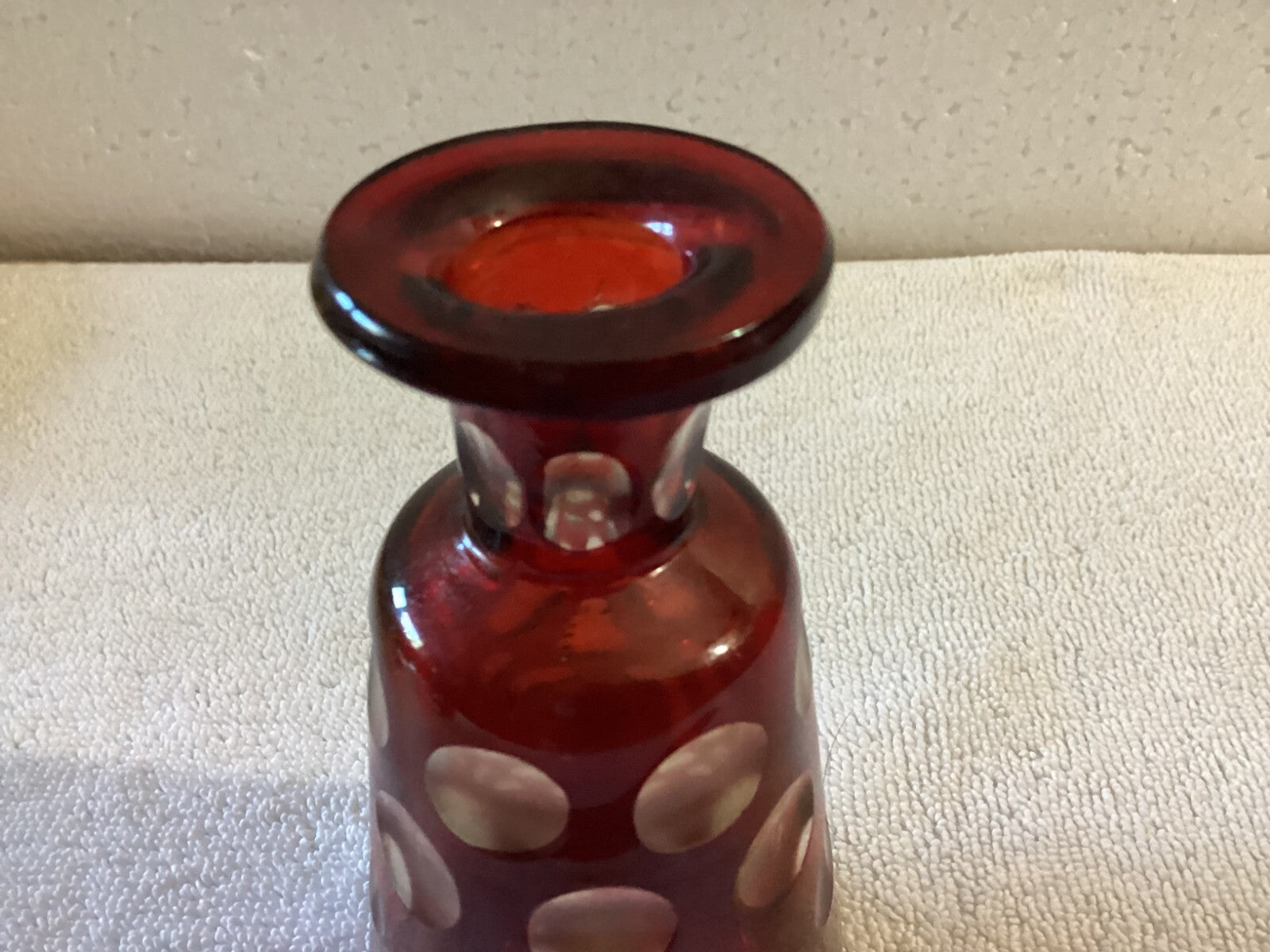 Small Mid Century Sandwich Glass Cranberry Perfume Bottle