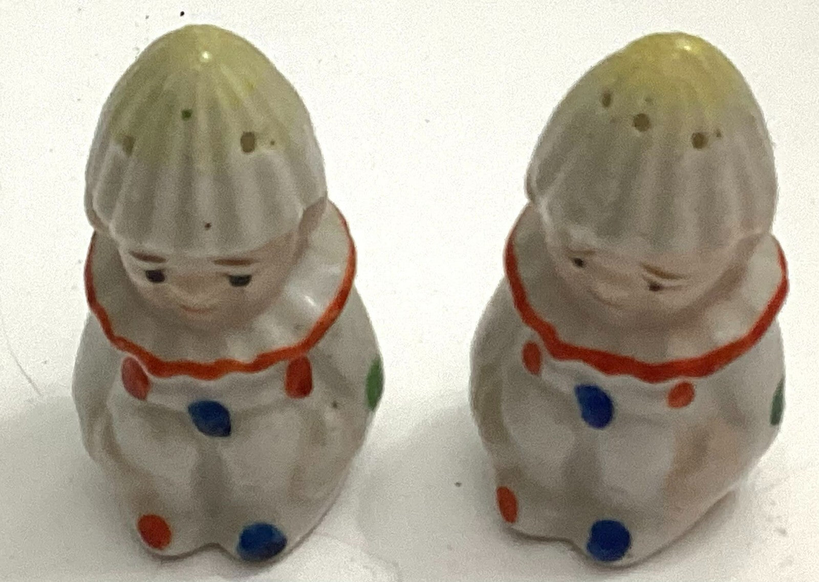 Vintage Sitting Sad Clowns Salt And Pepper Shakers Set