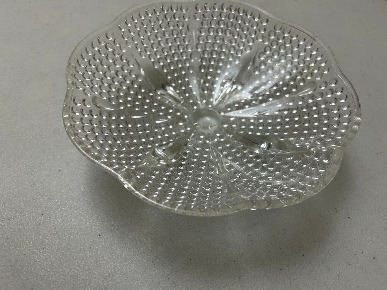 Vintage Footed Hobnail Hazel Atlas Teardrop Clear Glass Candy/jewelry Dish Bowl