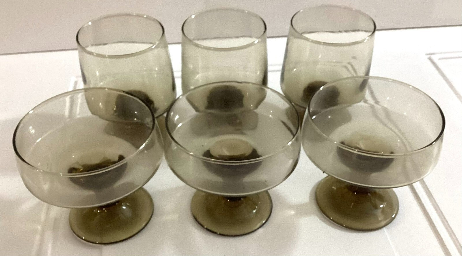 Lot Of 6 Libbey Glasses Thawny Accent On The Rocks And Sherbet Dessert Glass