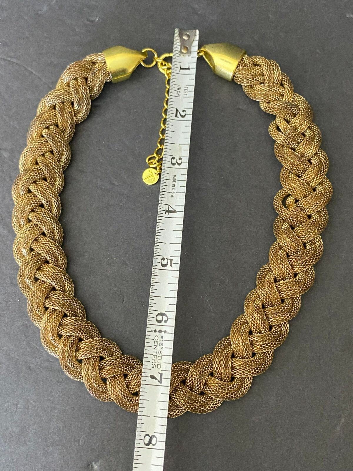 Talbot Womens Golden Chunky Braided Chocker Necklace Size 7.5 Inches