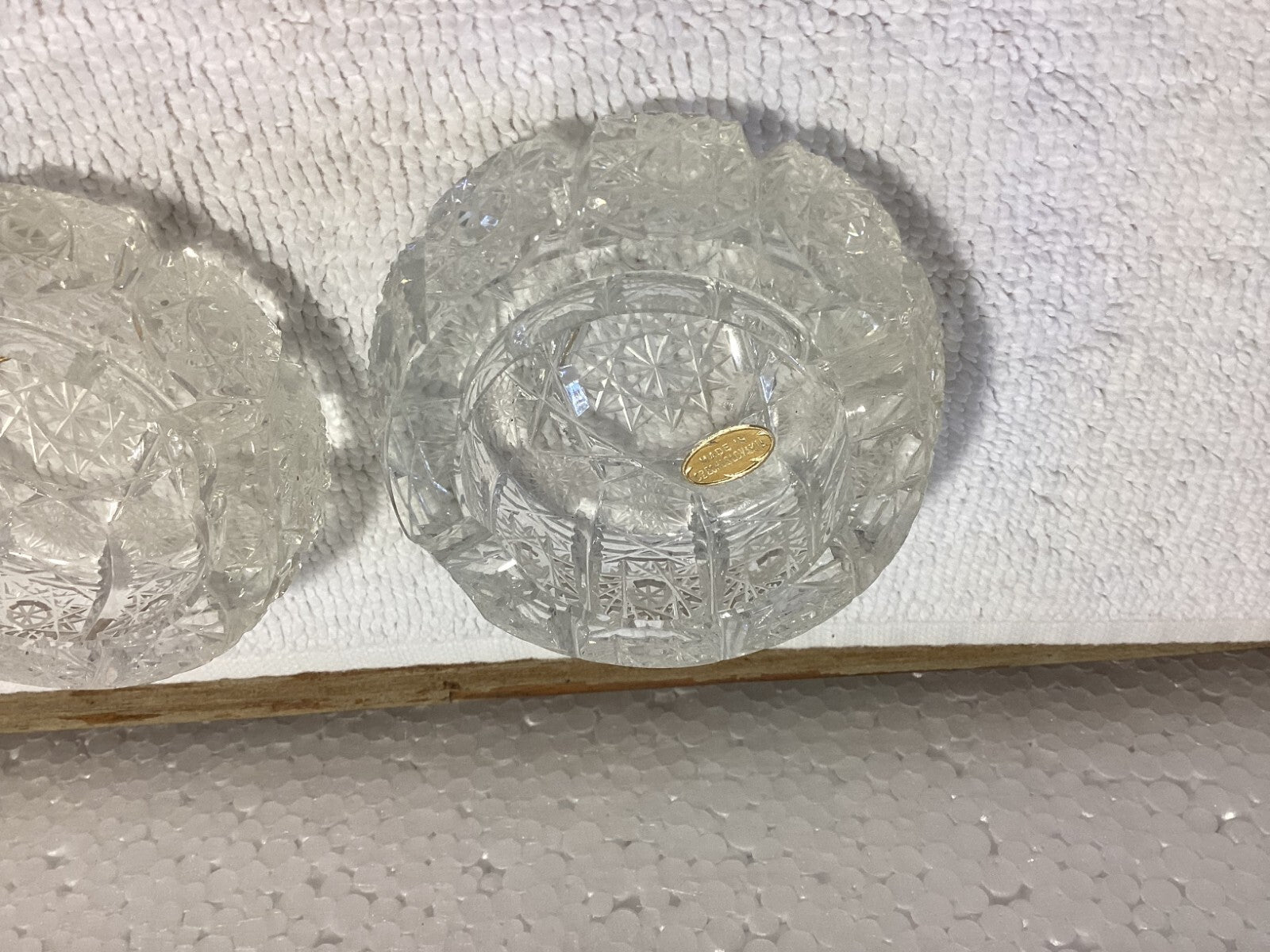 Lot Of 3 Vintage Bohemian Cut Glass Cigarette AshTray