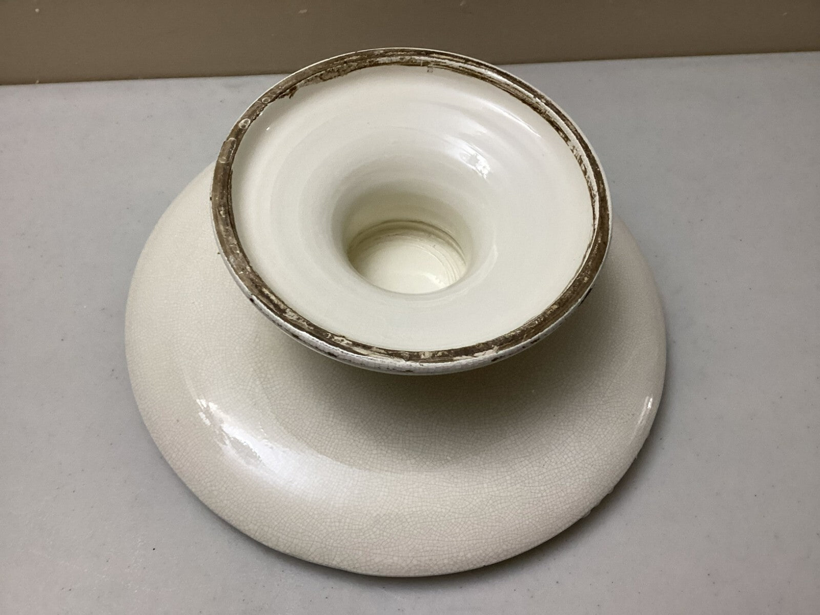 Leona Lavorato A Mano Crackle Glaze Cake Stand 13x5 Inches Made In Italy