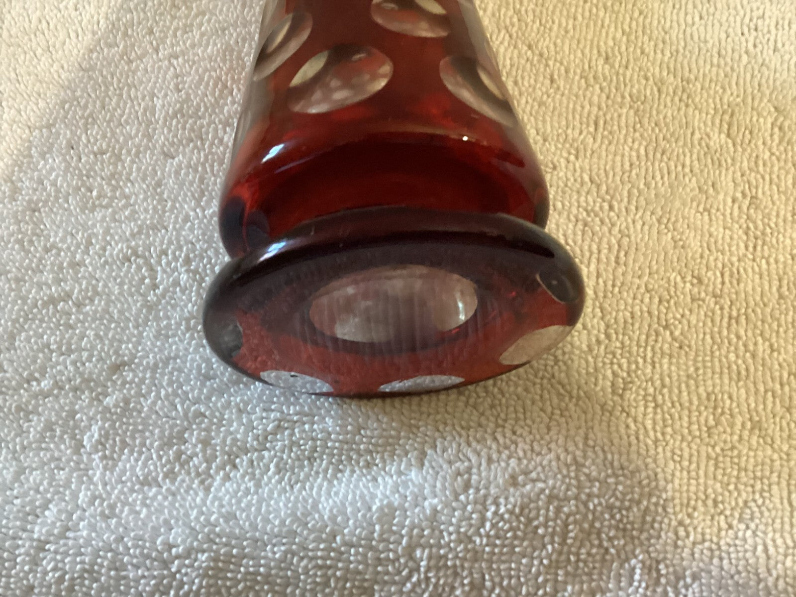 Small Mid Century Sandwich Glass Cranberry Perfume Bottle