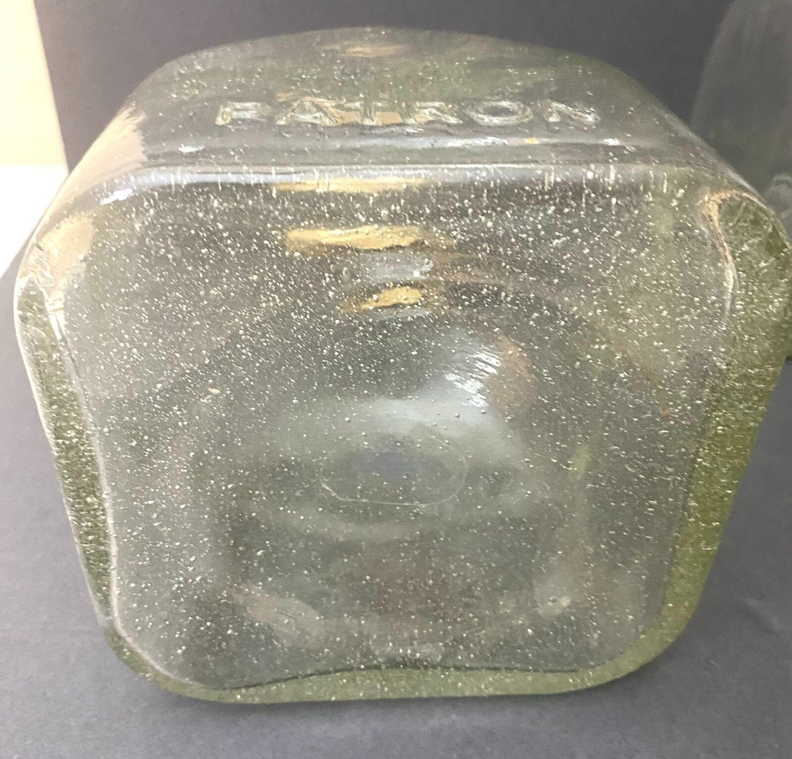 Lot Of 4 Clear Glass Patron Display Tequila Decanters With Cork Lid