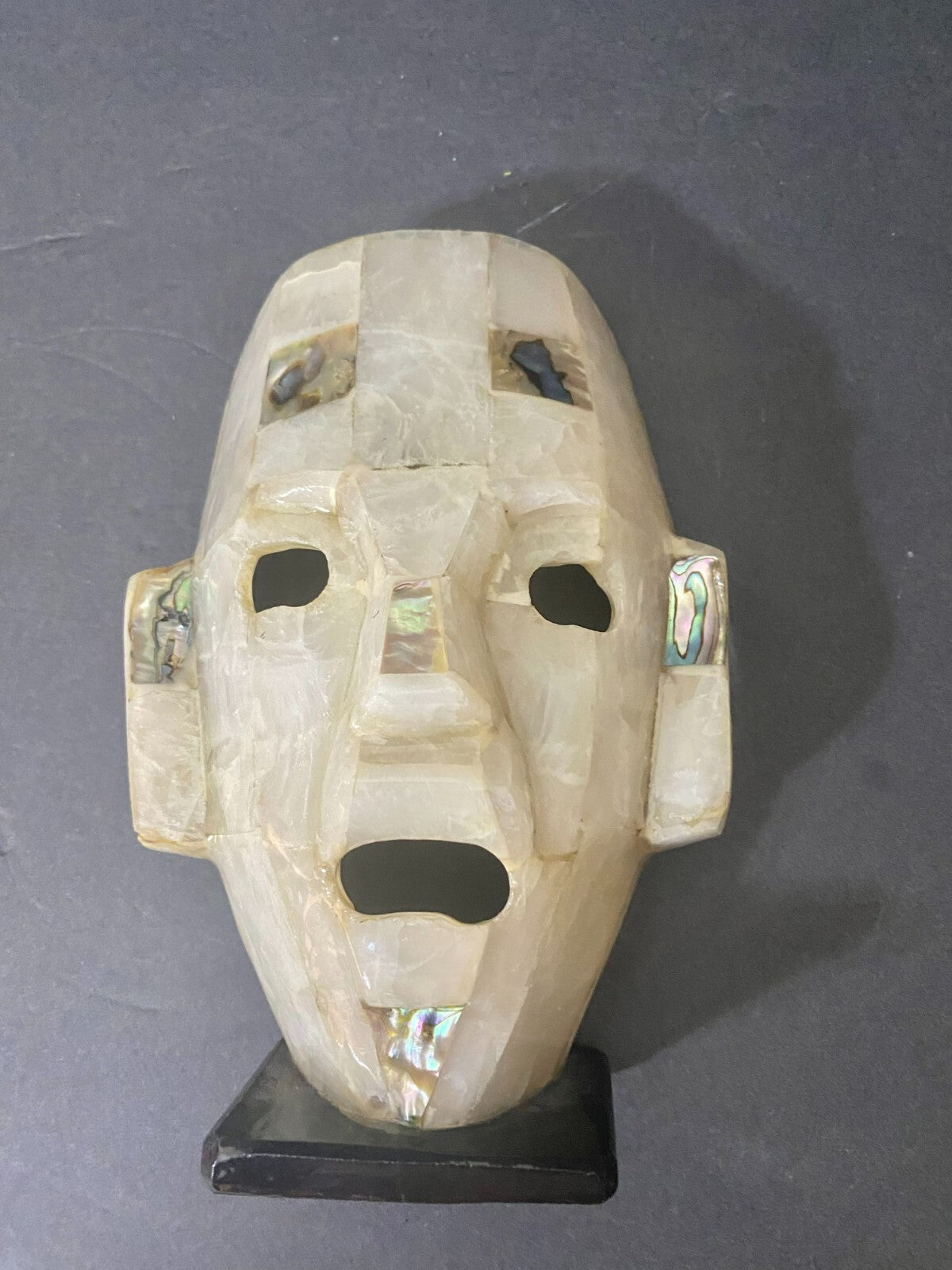 Tessellated White Free Standing Collectible Display Decoration Stone Mask