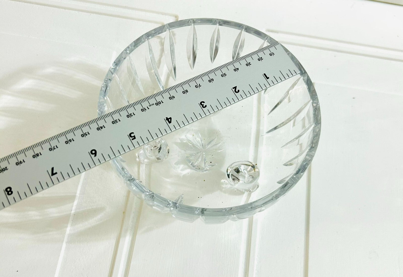 Vintage Clear Glass Footed Bon Bon/Candy Dish With Lid Starburst Design