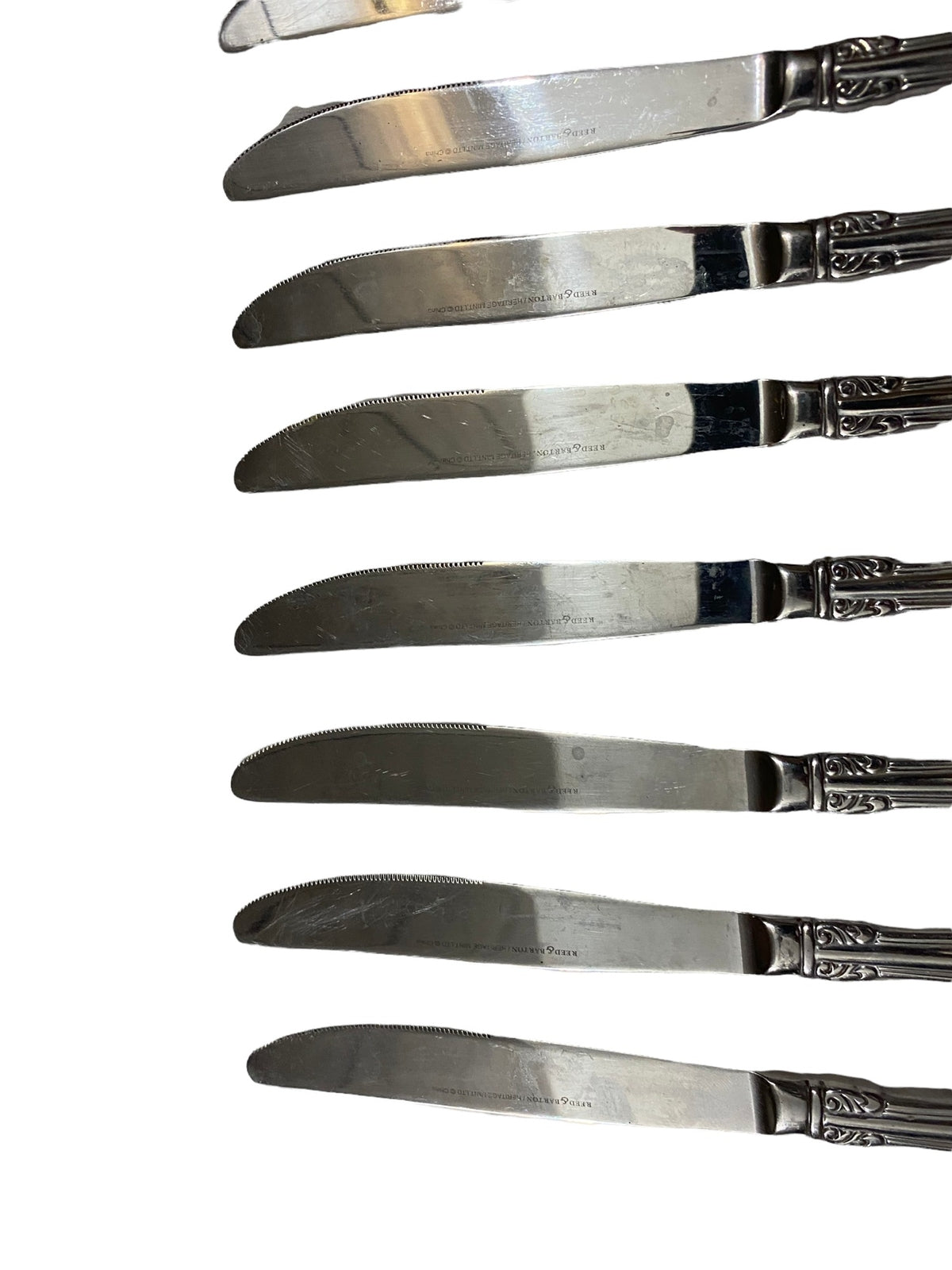 Set of 8 Reed & Barton Marlborough Stainless Dinner Knives Flatware