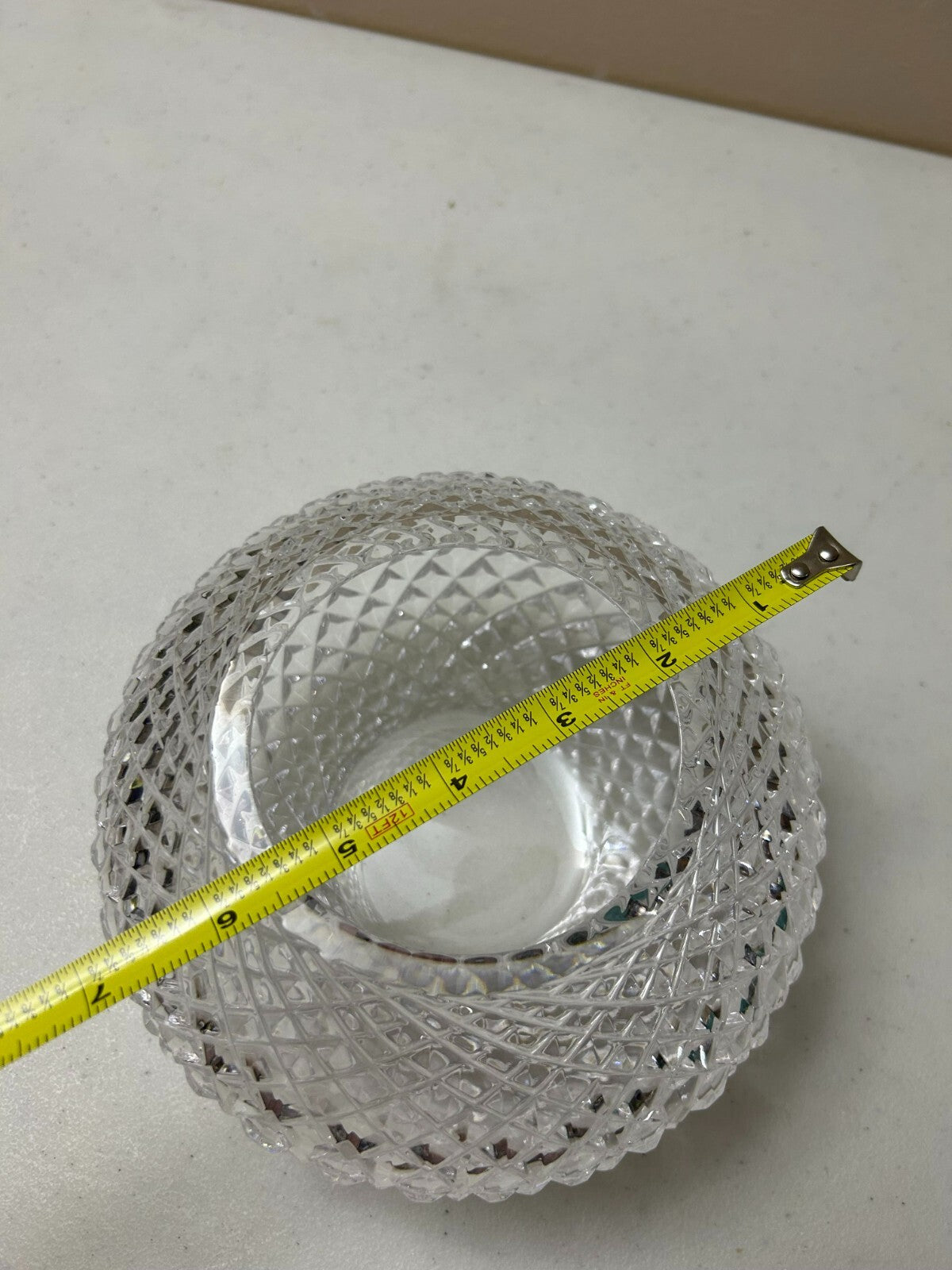 American Brilliant Period Strawberry Diamond Cut Glass Round Vase