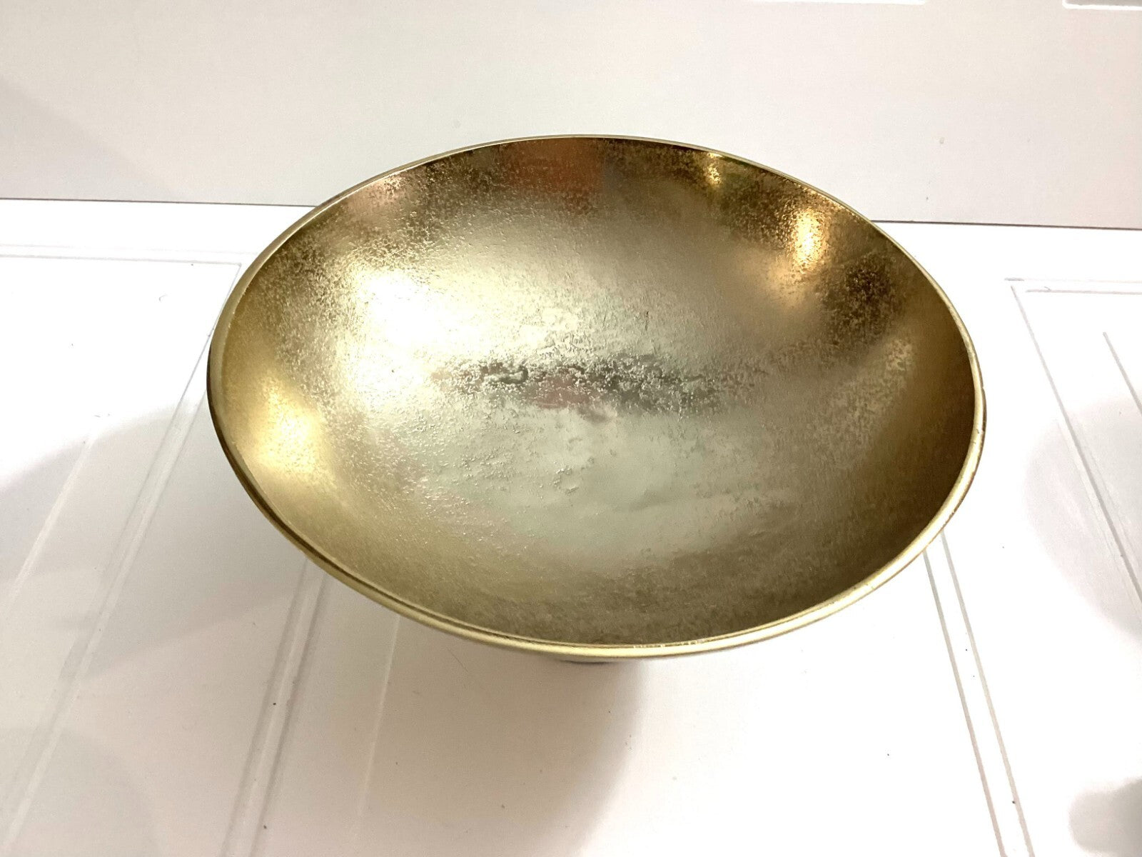 Round Anna Ny Coluna Shaped Golden Fruit Bowl With Marble Foot