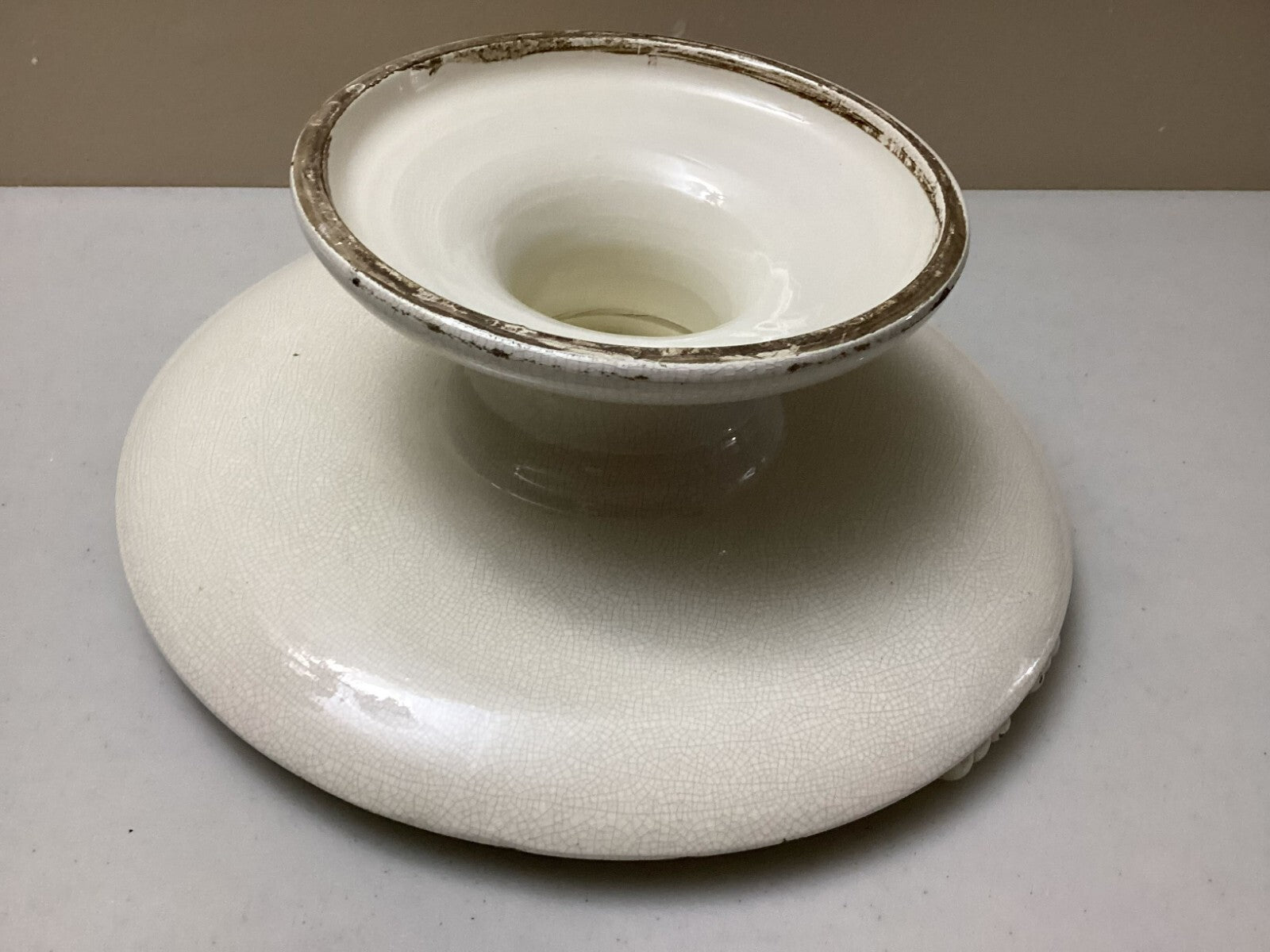 Leona Lavorato A Mano Crackle Glaze Cake Stand 13x5 Inches Made In Italy