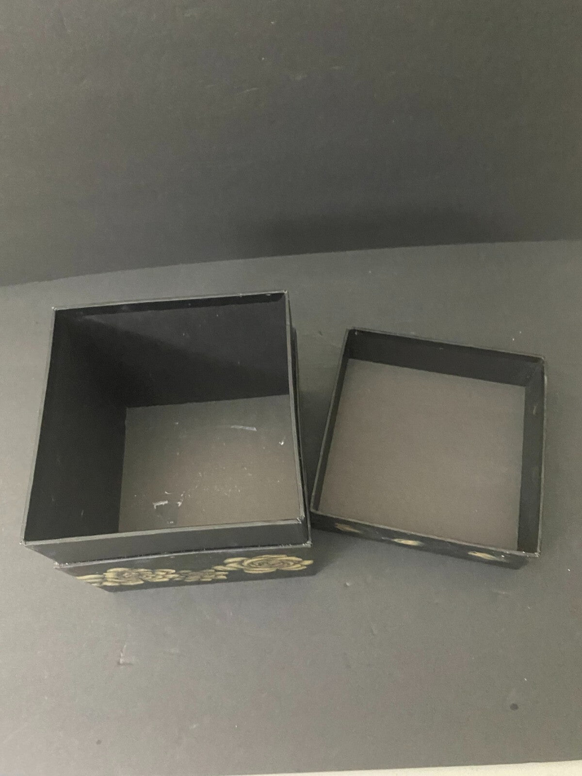 Bobs Boxes Black And White Square Shaped Floral Decorative Box Size 8 x 7.5 In