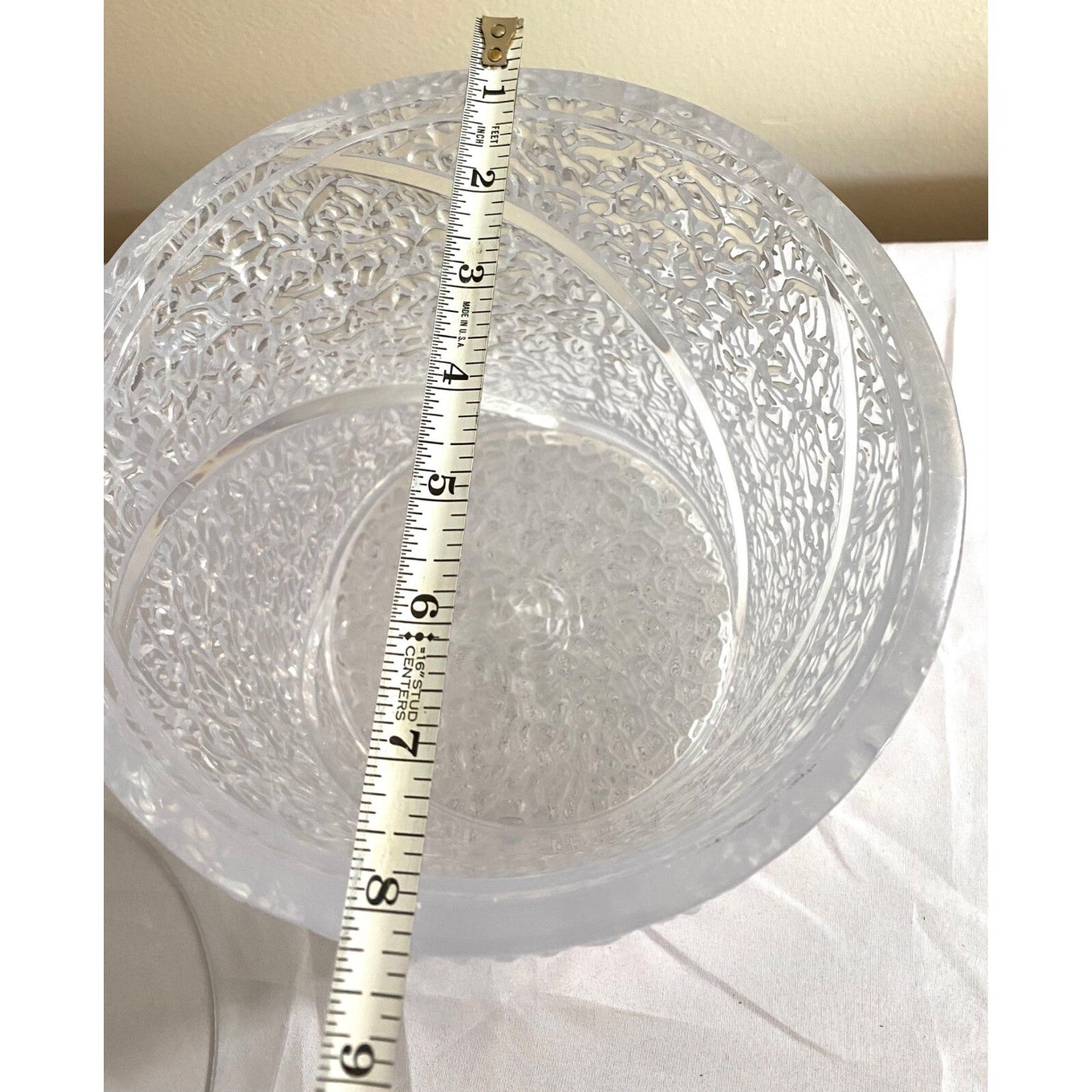 Vintage Hinge Texture Lucite Ice Bucket