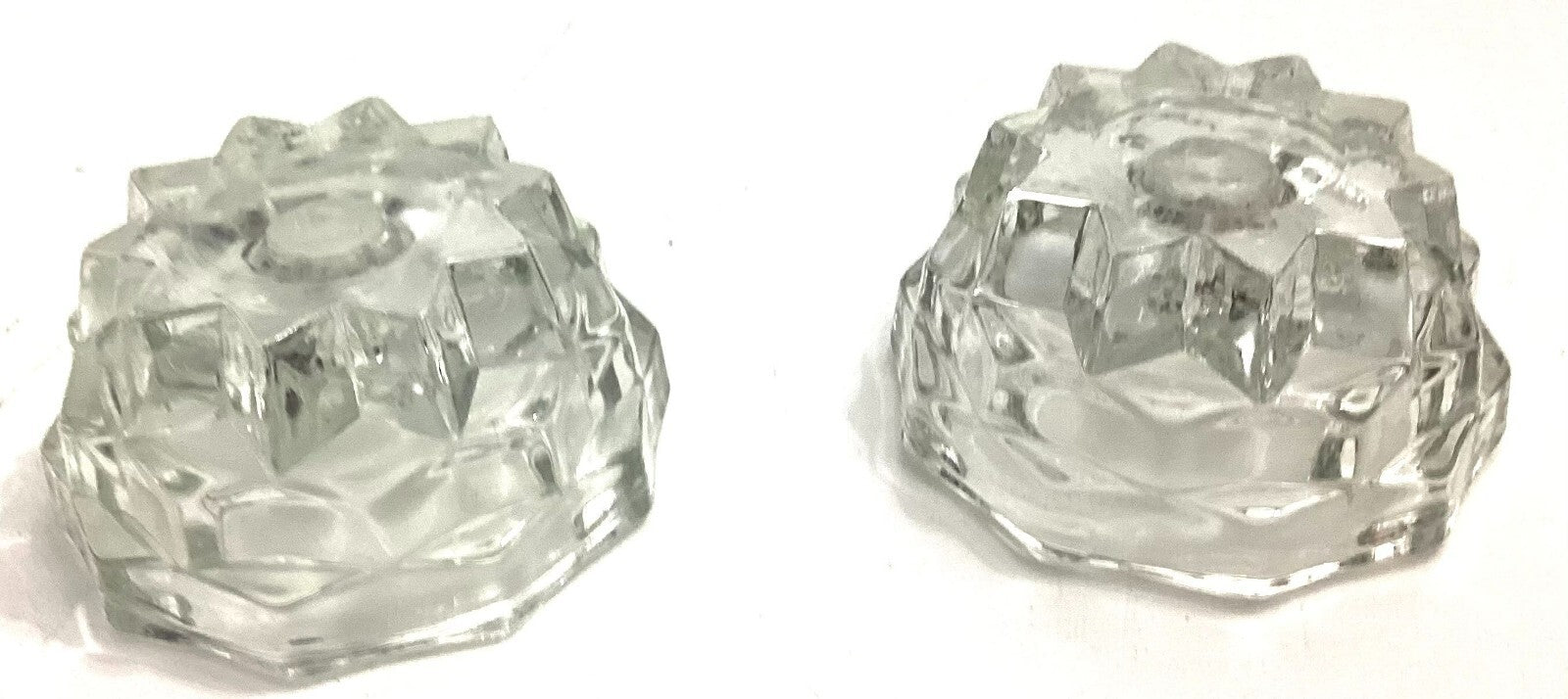 Lot Of 2 Vintage 60’s Clear Glass Candlestick Holders