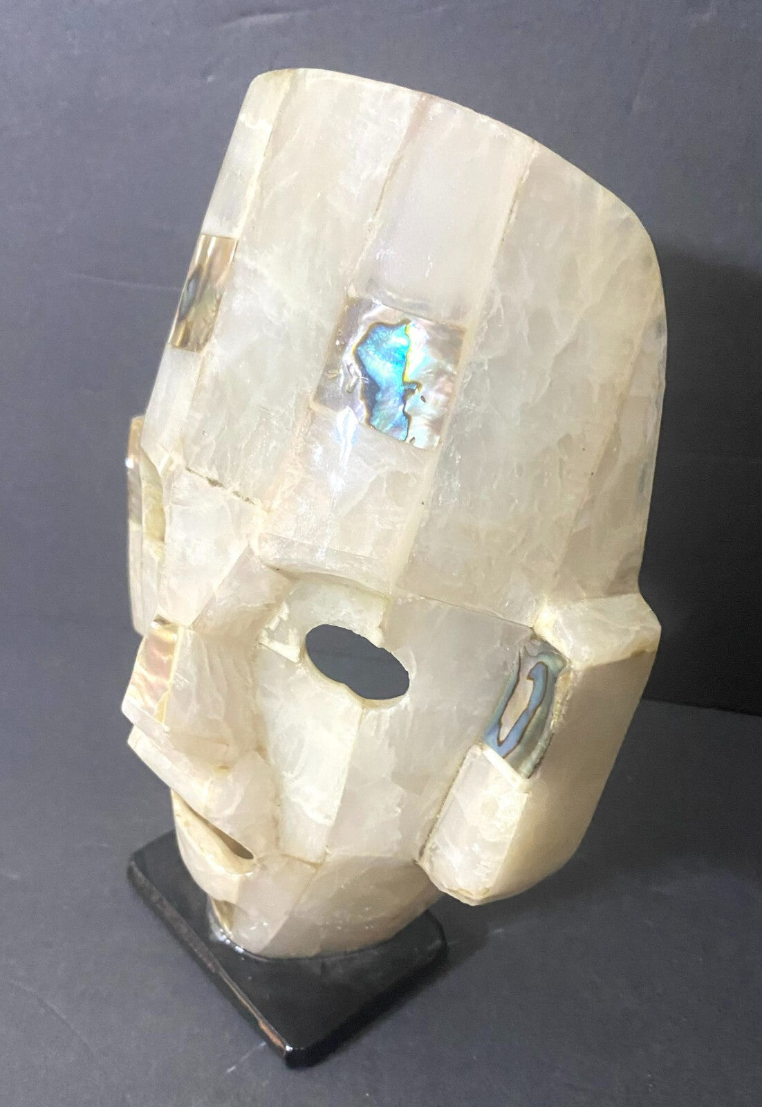 Tessellated White Free Standing Collectible Display Decoration Stone Mask