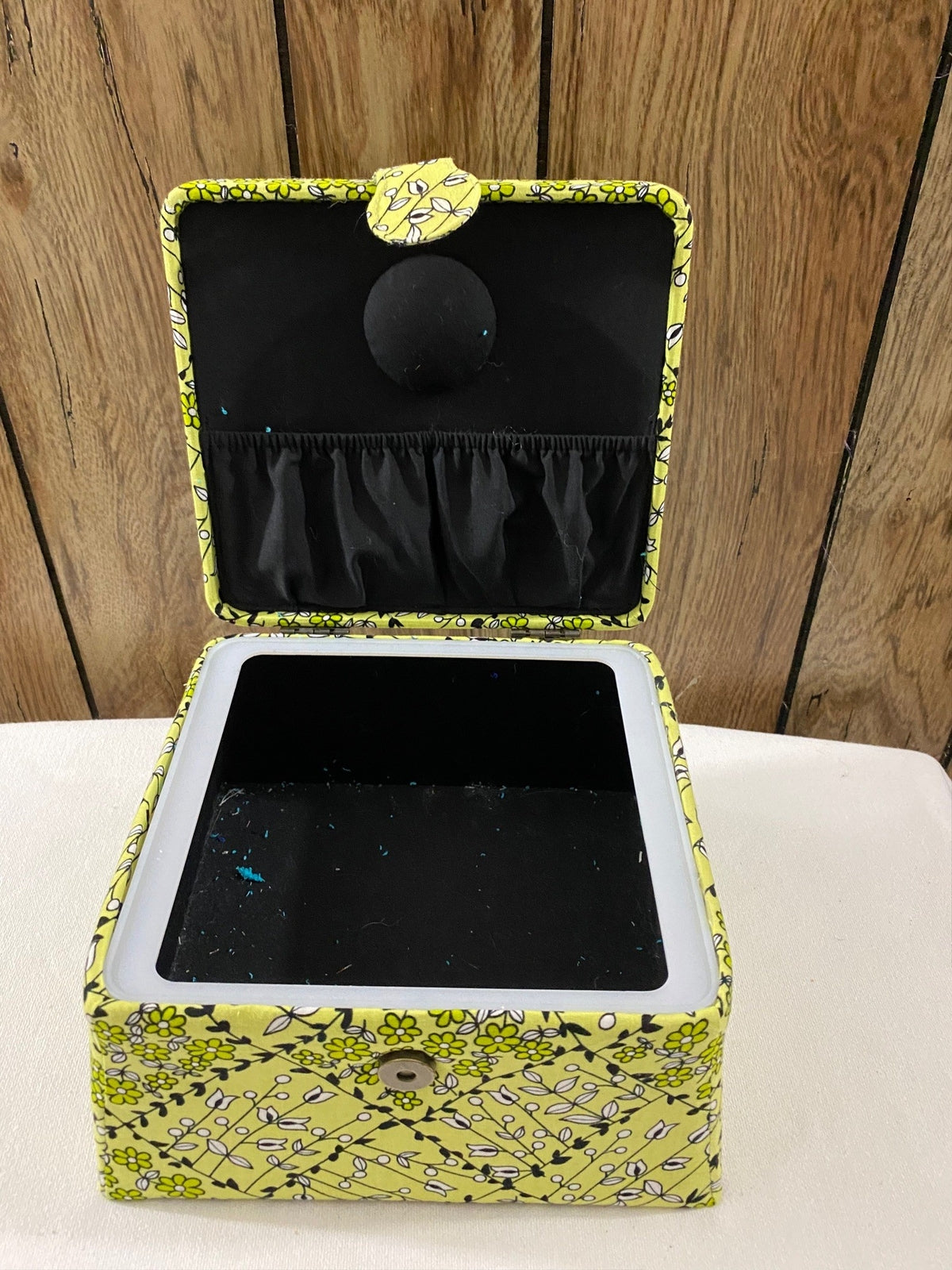 Green Floral Sewing Basket