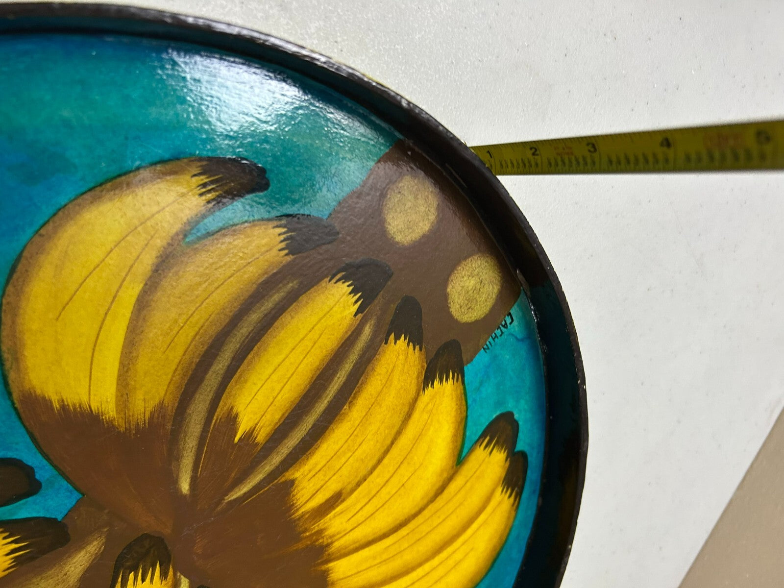 Oval Shaped Hand Painted With Embossed Banana Tray - 18.5 Inches