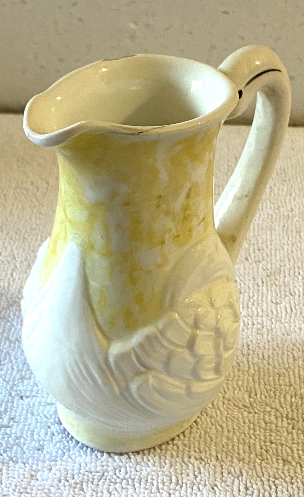Antique Czech Lusterware Swan Serveware Pitcher Creamer Red Dime