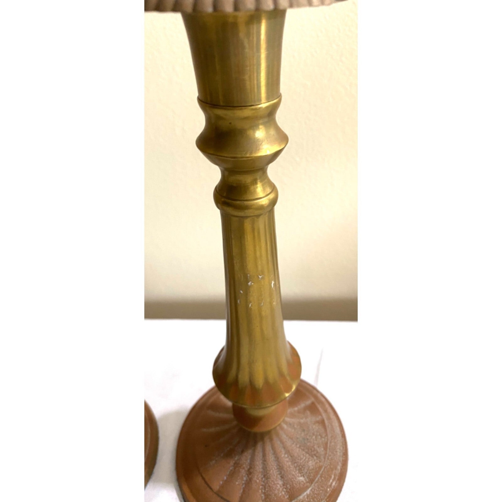 Pair of 2 Antique Brass Candle holders