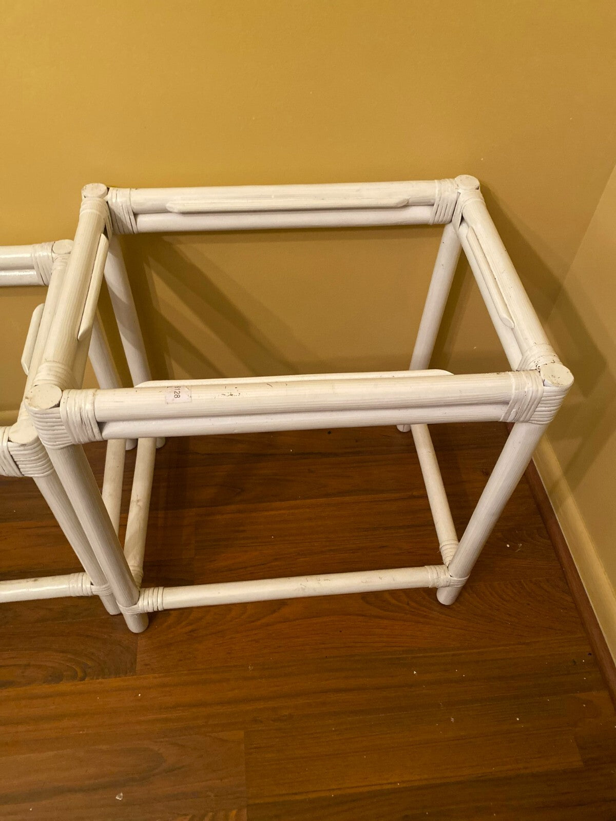 Set Of 3 White Rectangular Shaped Indoor Bamboo Nesting Side Tables