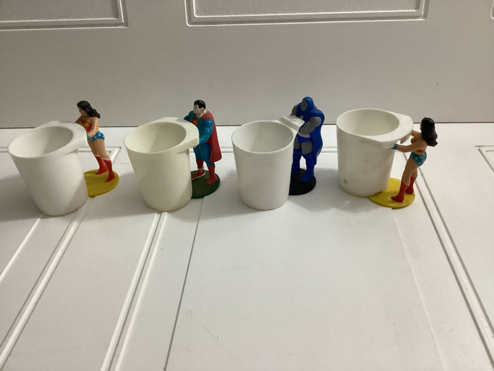 Vintage Lot Of 4-1988 Burger King DC Superheroes Cup Holder Collectibles