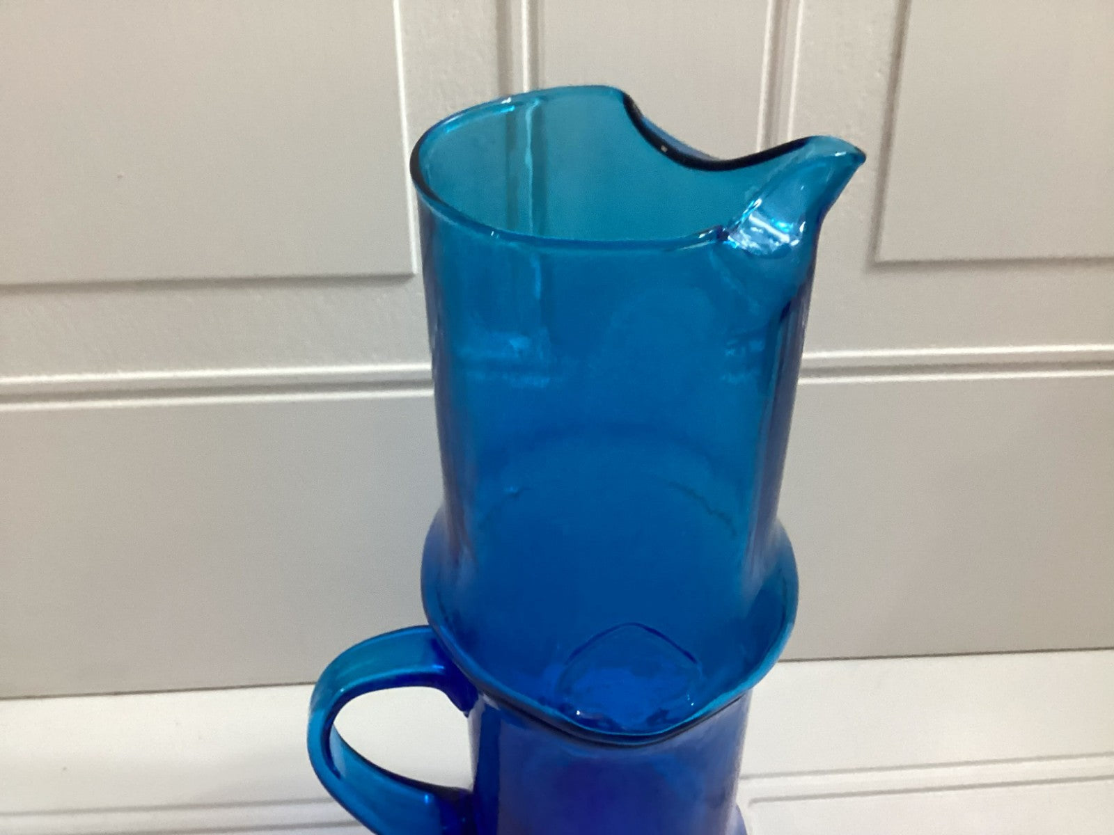 Vintage MCM Italian Empoli Blue Pitcher