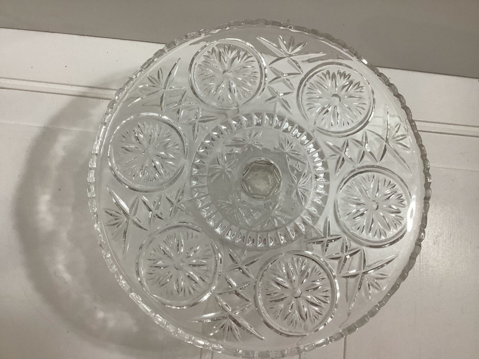 Vintage Round Pressed Glass Footed Cake Stand