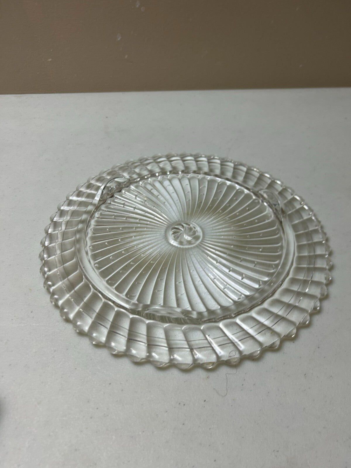 Antique Spiral Swirl Footed Cake Plate 11”